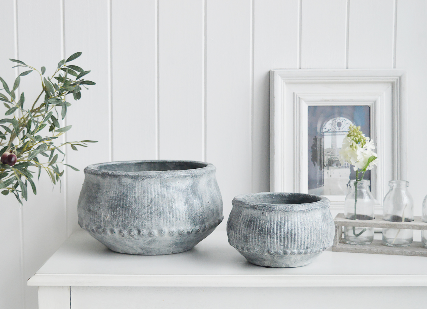 Grey Stone Bowls from The White Lighthouse coastal, New England and country furniture and home decor accessories UK