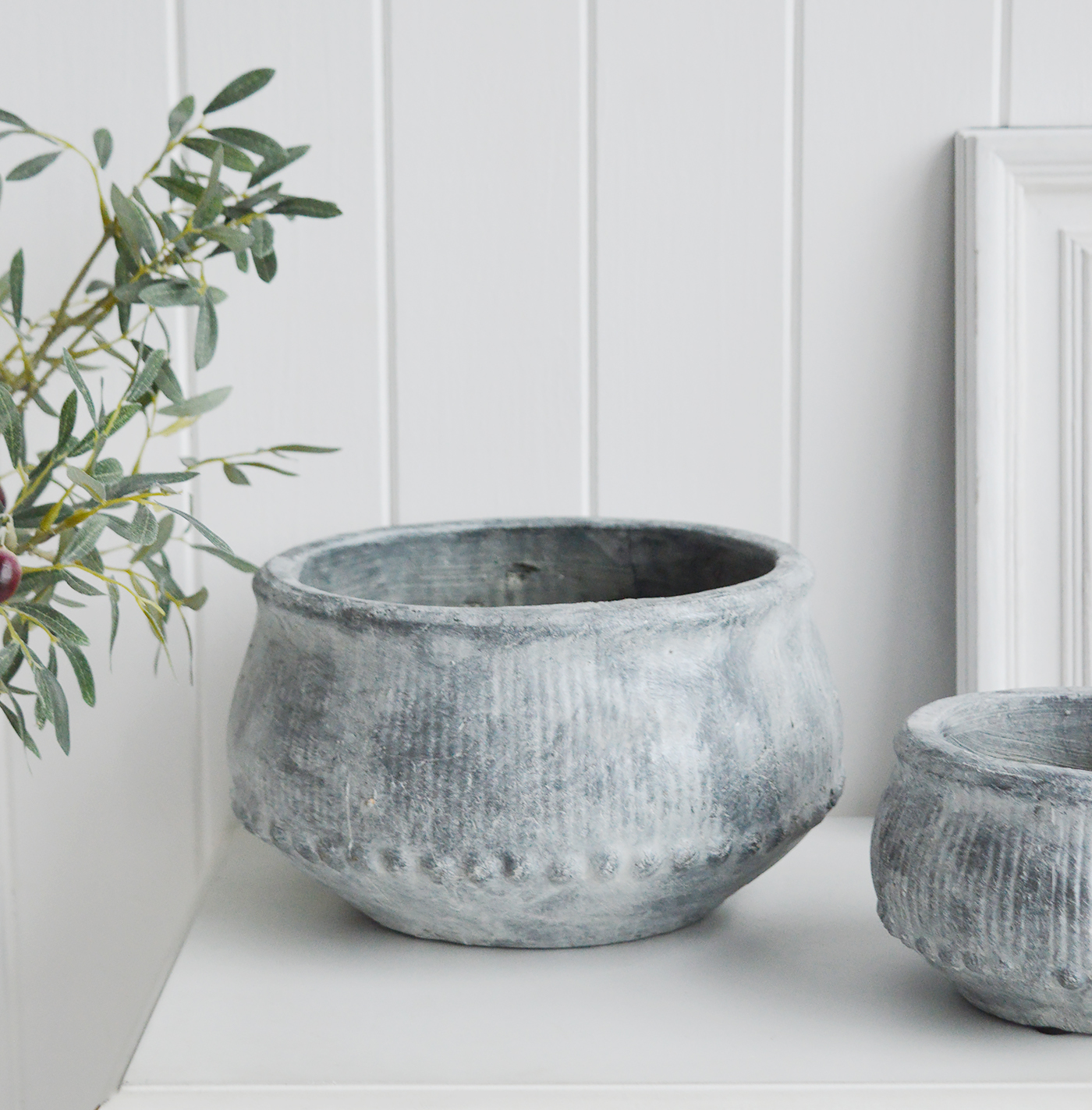 Grey Stone Bowls from The White Lighthouse coastal, New England and country furniture and home decor accessories UK