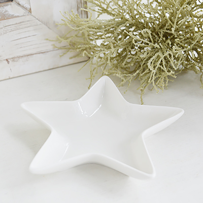 White ceramic star plate for New England styling and white interiors