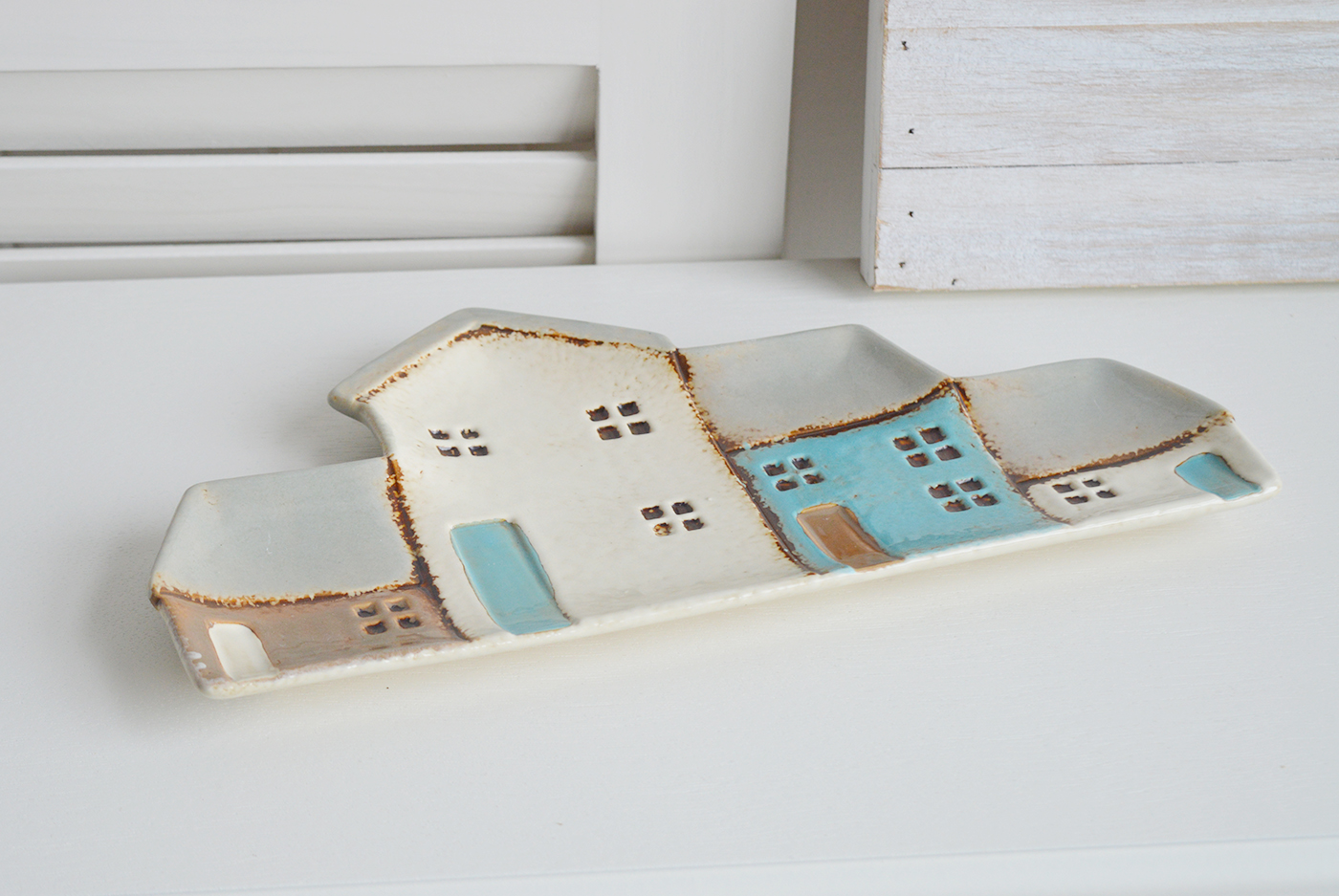 Decorative ceramic plates, beach hut and cottages from The White Lighthouse coastal, New England and country , farmhouse furniture and home decor accessories UK