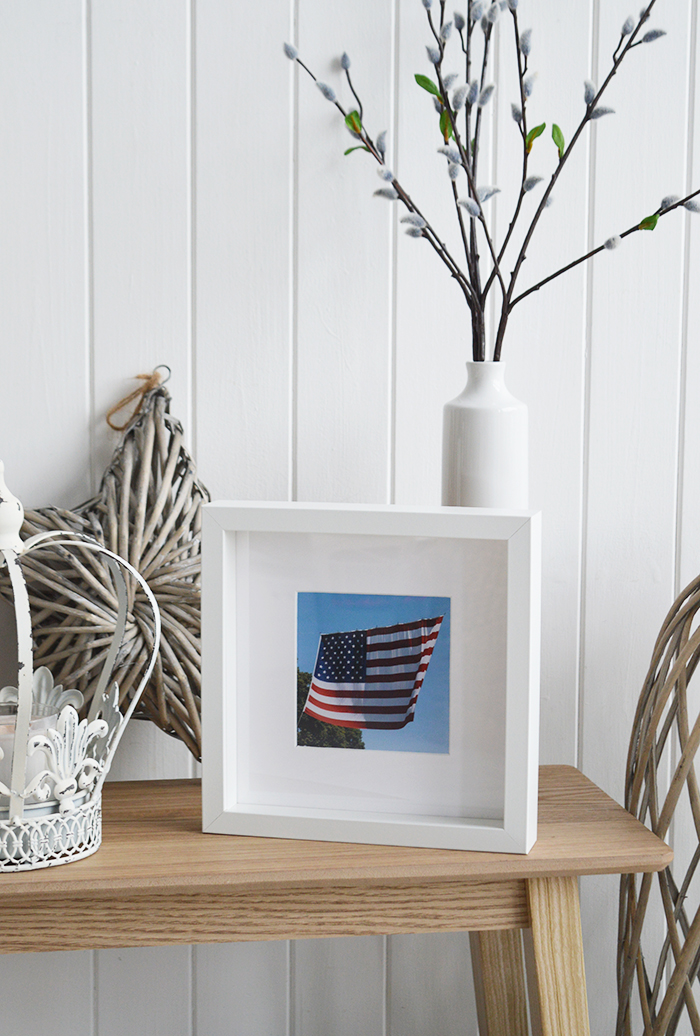 Framed American flag print for wall or freestanding