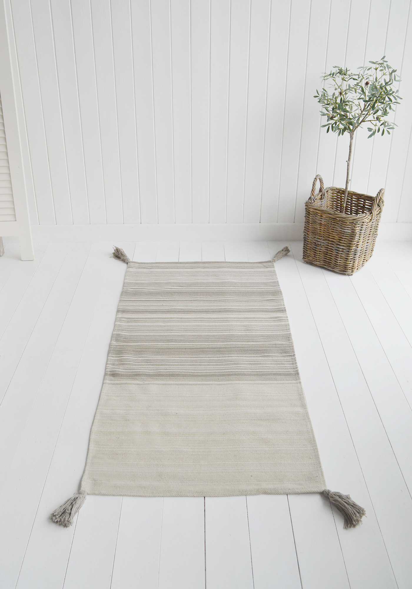 Hampton Rug Floor Grey and Linen New England Coastal, Country and City homes - The White Lighthouse Furniture for hallway, living room, bedroom and bathroom