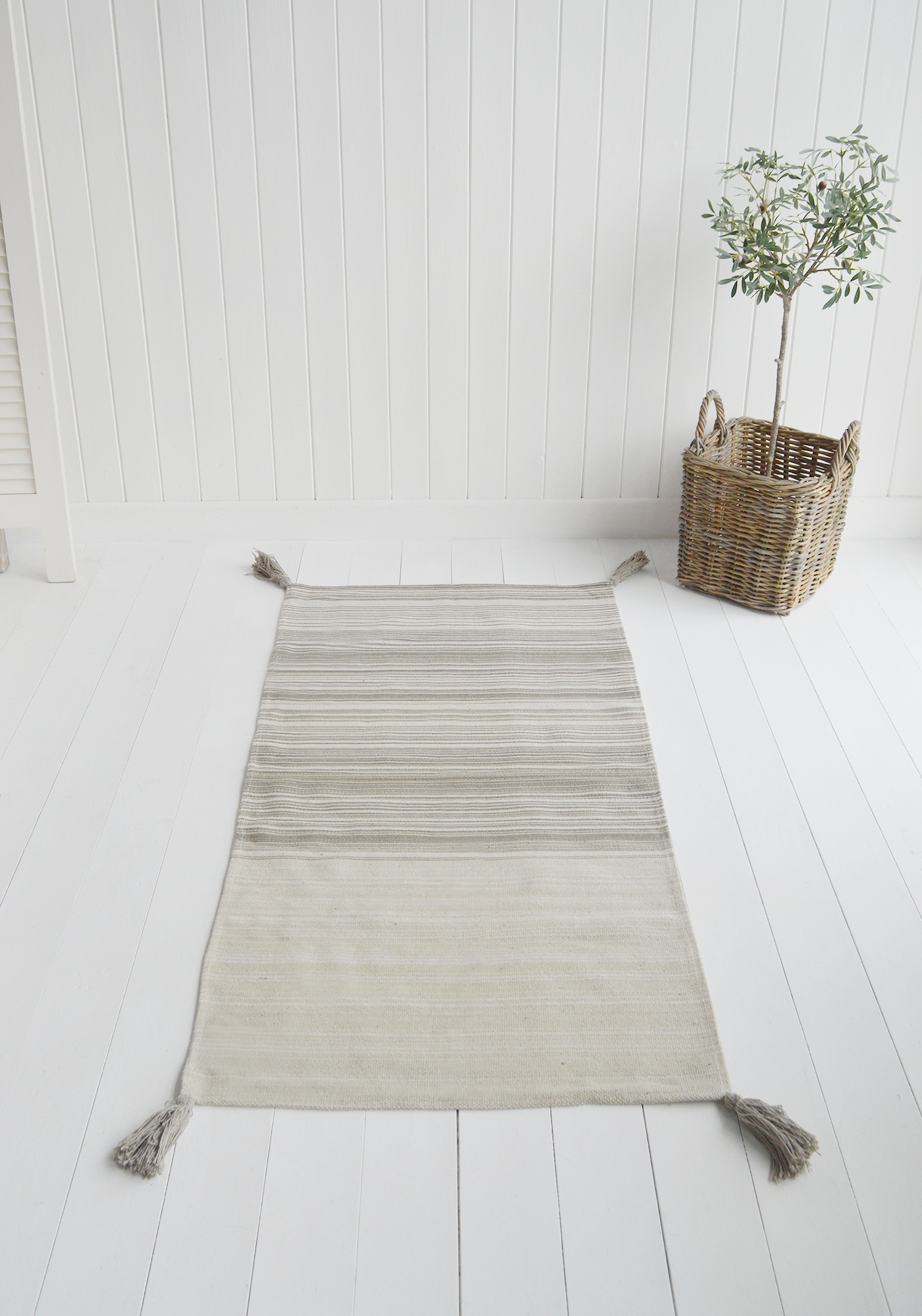 Hampton Rug Floor Grey and Linen New England Coastal, Country and City homes - The White Lighthouse Furniture for hallway, living room, bedroom and bathroom