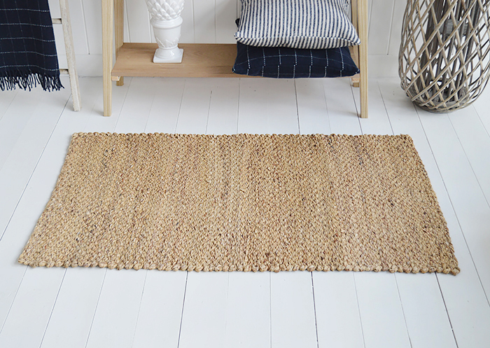 The natural contrasting striped in the woven runner make it a striking and hard wearing addition to your home.. Just perfect for our New England styled interiors for coastal, city and country homes in a simple but gorgeous style