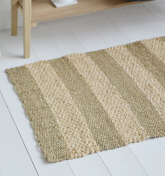 The natural contrasting striped in the woven runner make it a striking and hard wearing addition to your home.. Just perfect for our New England styled interiors for coastal, city and country homes in a simple but gorgeous style