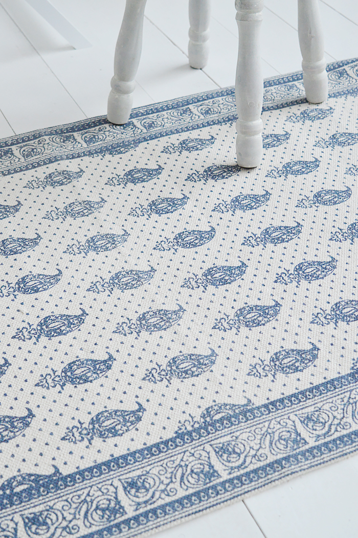 Hampton Rug Floor Navy Linen New England Coastal, Country and City homes - The White Lighthouse Furniture for hallway, living room, bedroom and bathroom