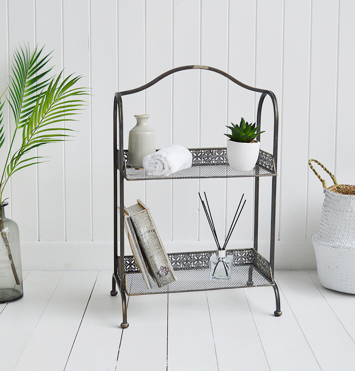 Provence freestanding shelf unit in aged bronze from The White Lighthouse Bedroom Furniture