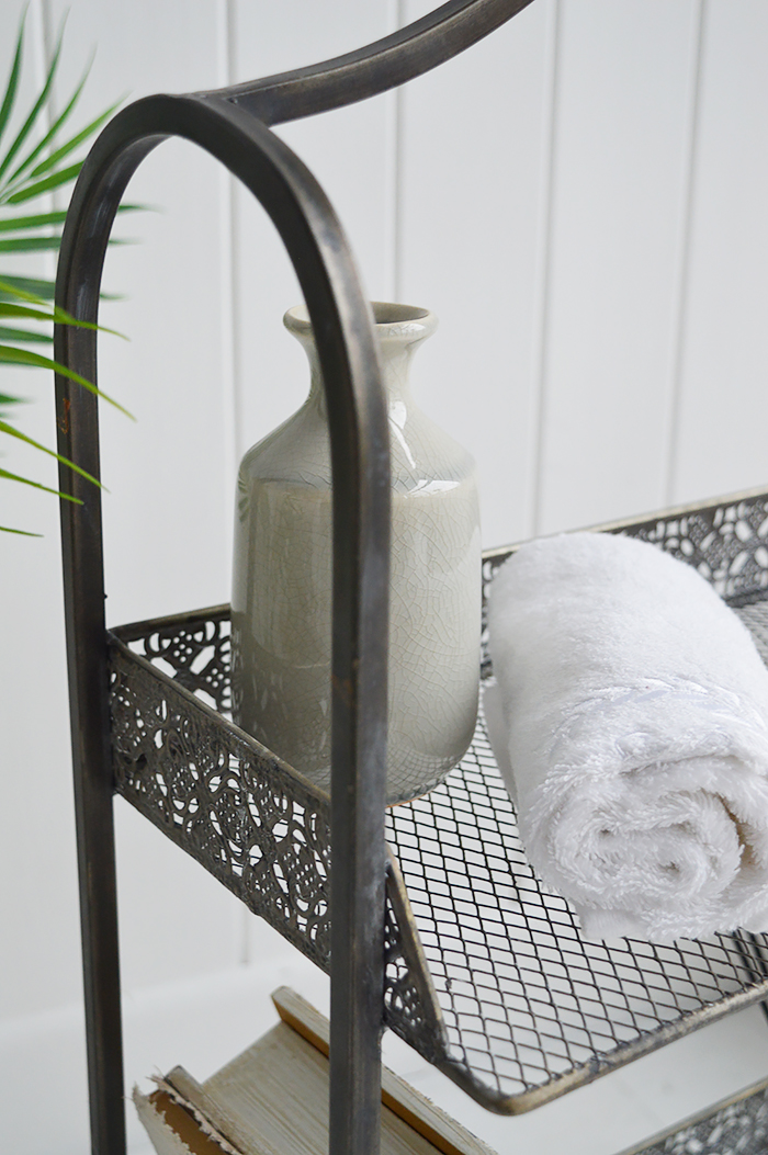 Provence freestanding shelf unit in aged bronze from The White Lighthouse bathroom Furniture