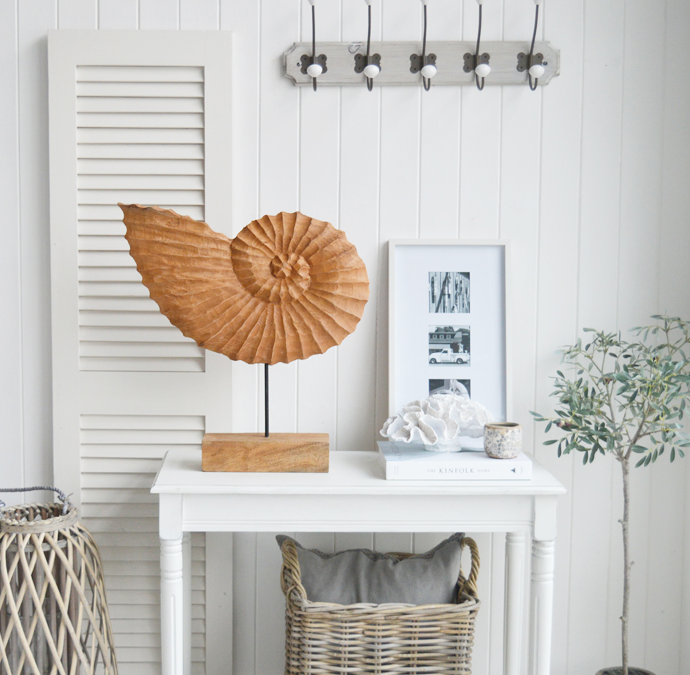Large Standing Wooden Shell - Hamptons Style, New England Country, coastal and Modern Farmhouse Furniture and Interiors