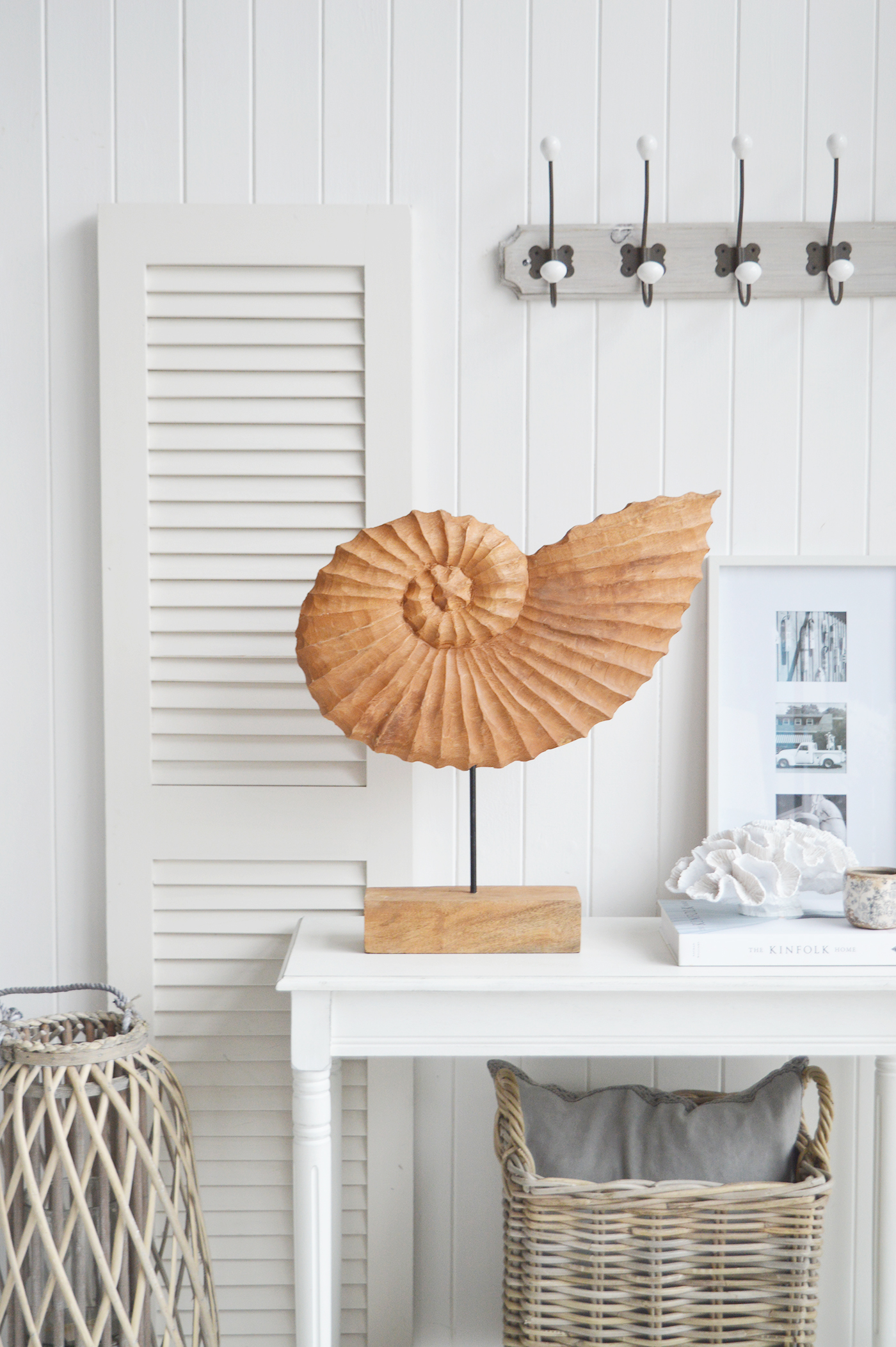 Large Standing Wooden Shell - New England Country, coastal and Modern Farmhouse Furniture and Interiors
