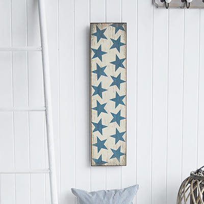 Star wall plaque sign in blue for New England interiors