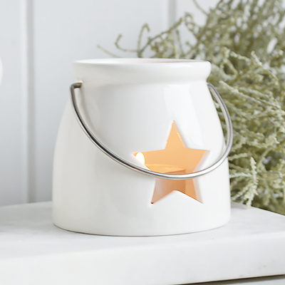White ceramic star plate for New England styling and white interiors