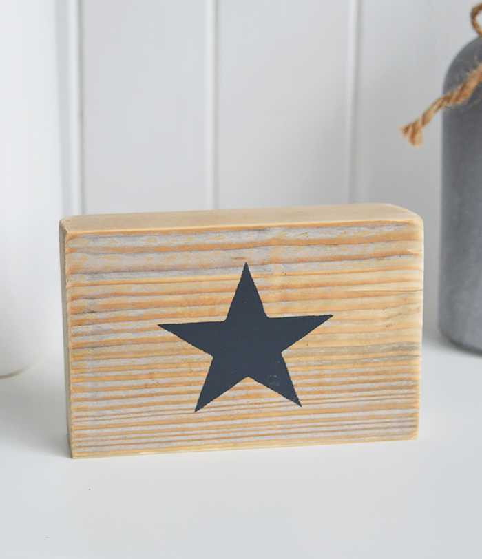 Free standing wooden star sign navy