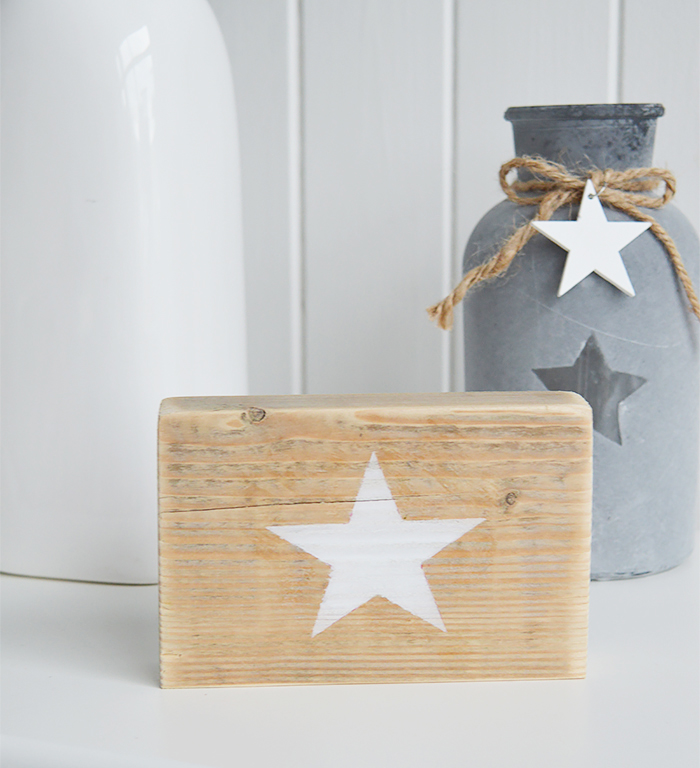 Free standing wooden star sign white