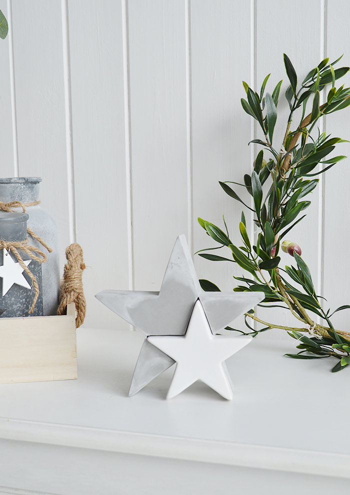 The White Lighthouse. White Furniture and accessories for the home. Grey and white stars designed to perfectly complement our New England Coastal and Country home interiors with our bedroom, living room and hallway white furniture