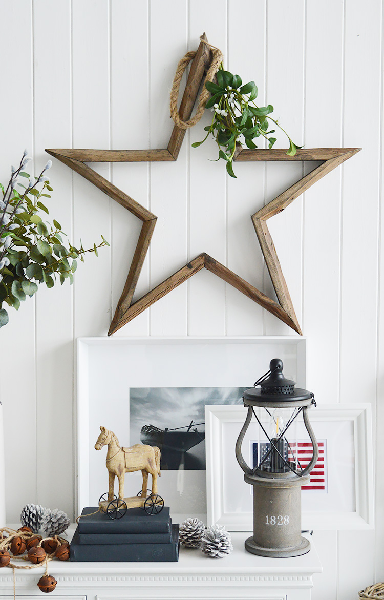The large star from the set in a New England styled home interior from The White Lighthouse Furniture
