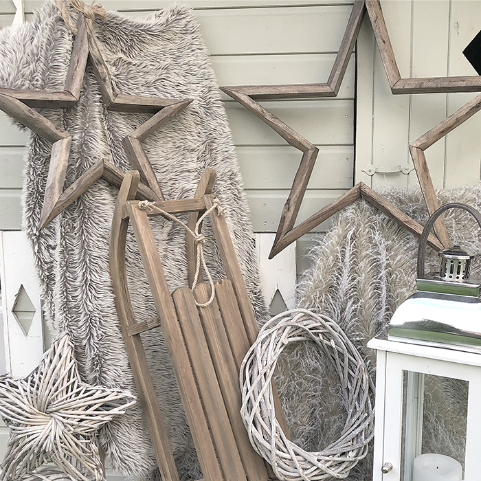 Set of 2 wooden hanging stars from The White Lighthouse New England home interiors and furniture