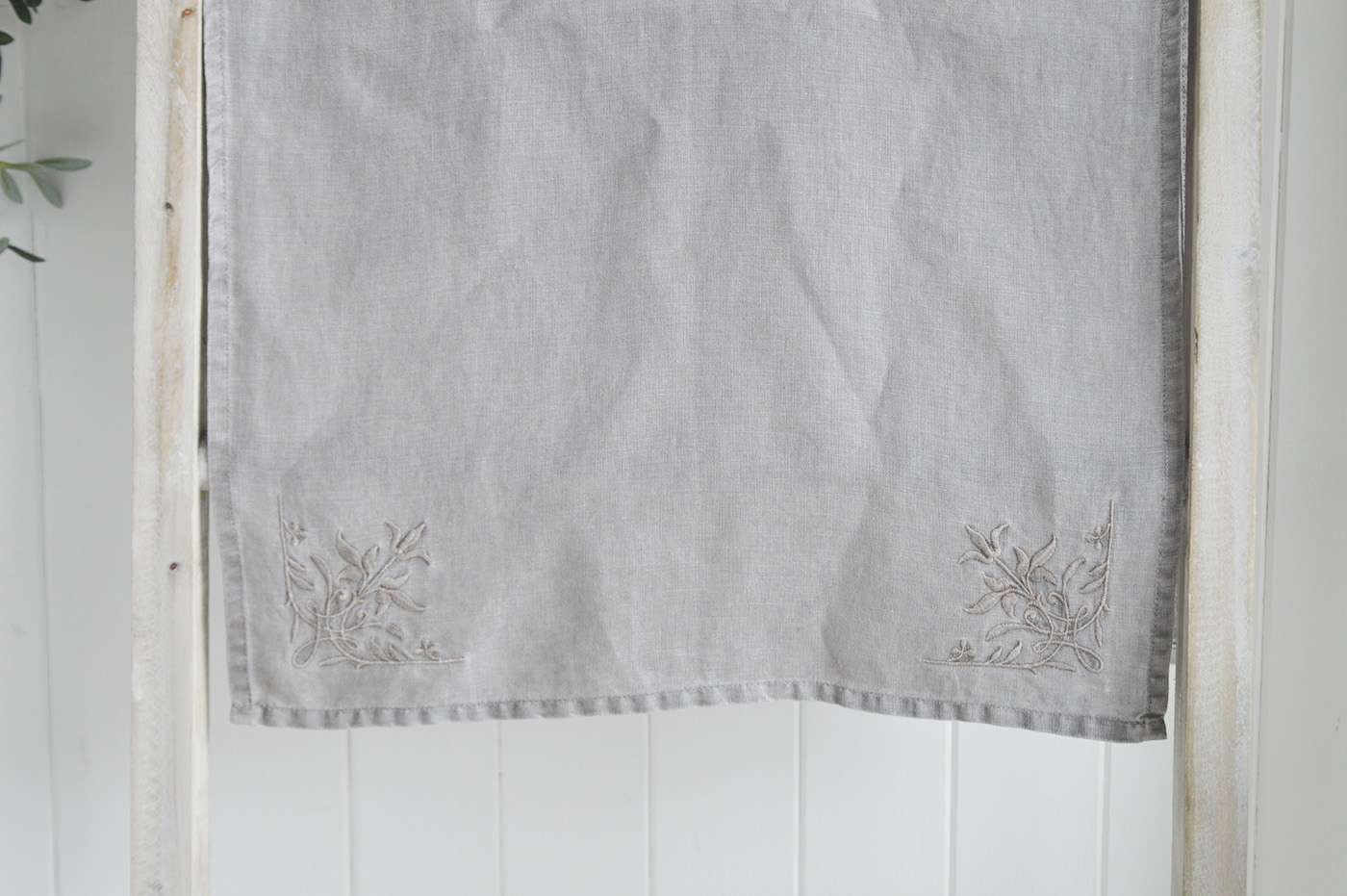 Grey and white linen table runners