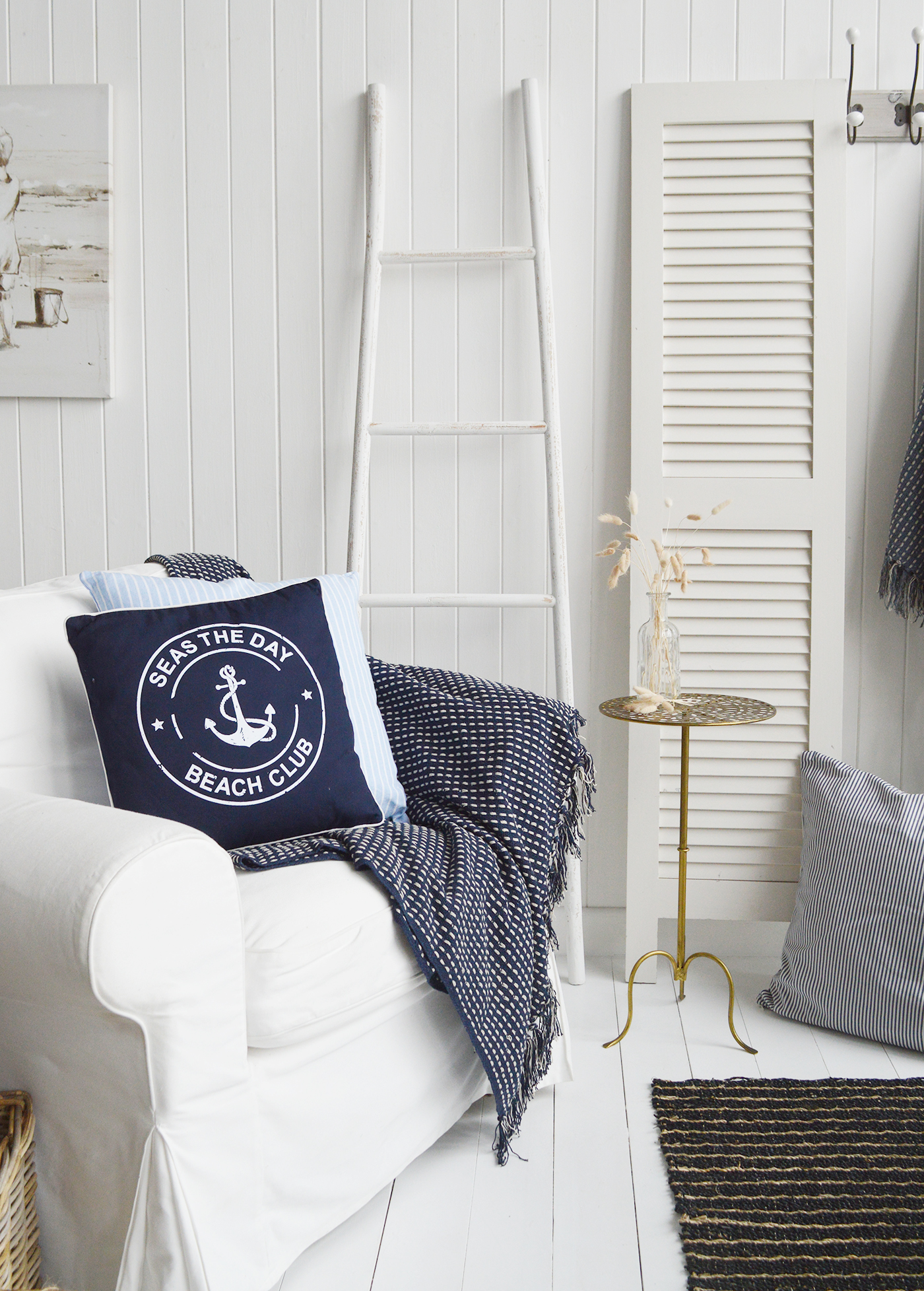 The White Lighthouse. New England Style White Furniture and accessories for the home. Coastal, country and modern farmhouse interiors and furniture. Camden throws and blankets