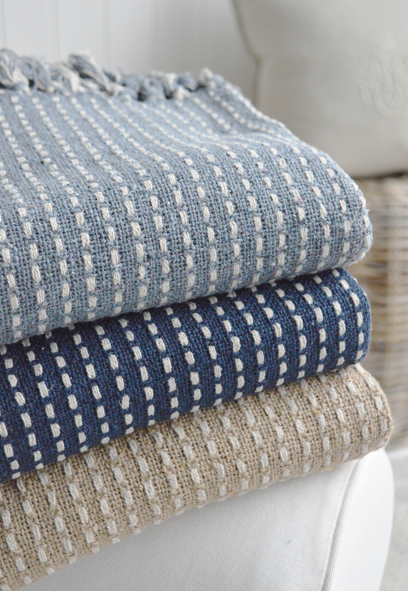 Camden range of throws, for New England style homes modern farmhouse, country and coastal interiors