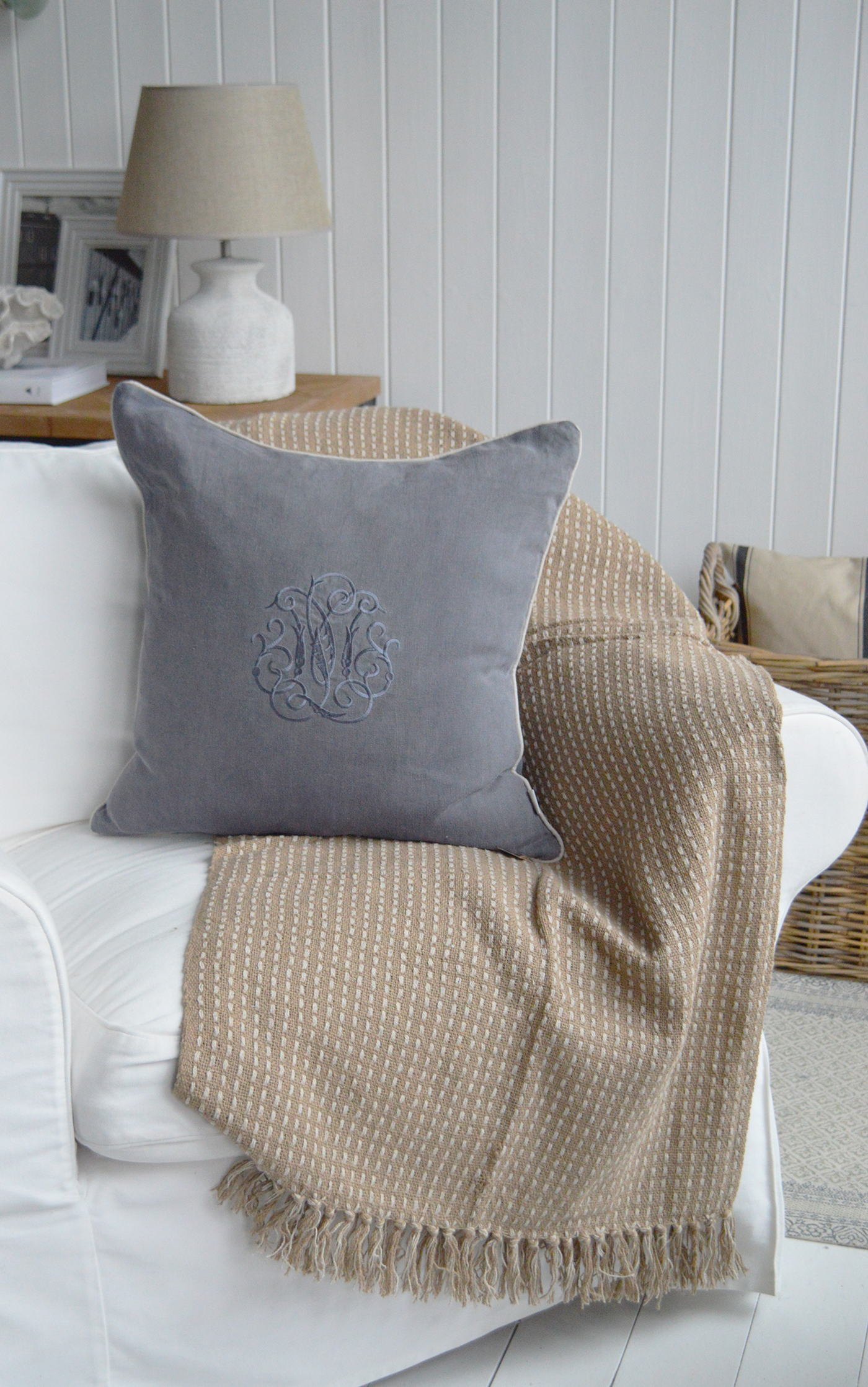 Camden range of throws, for New England style homes modern farmhouse, country and coastal interiors