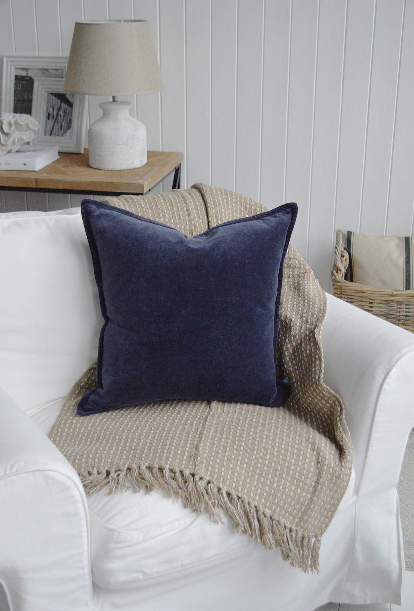 Camden range of throws, for New England style homes modern farmhouse, country and coastal interiors