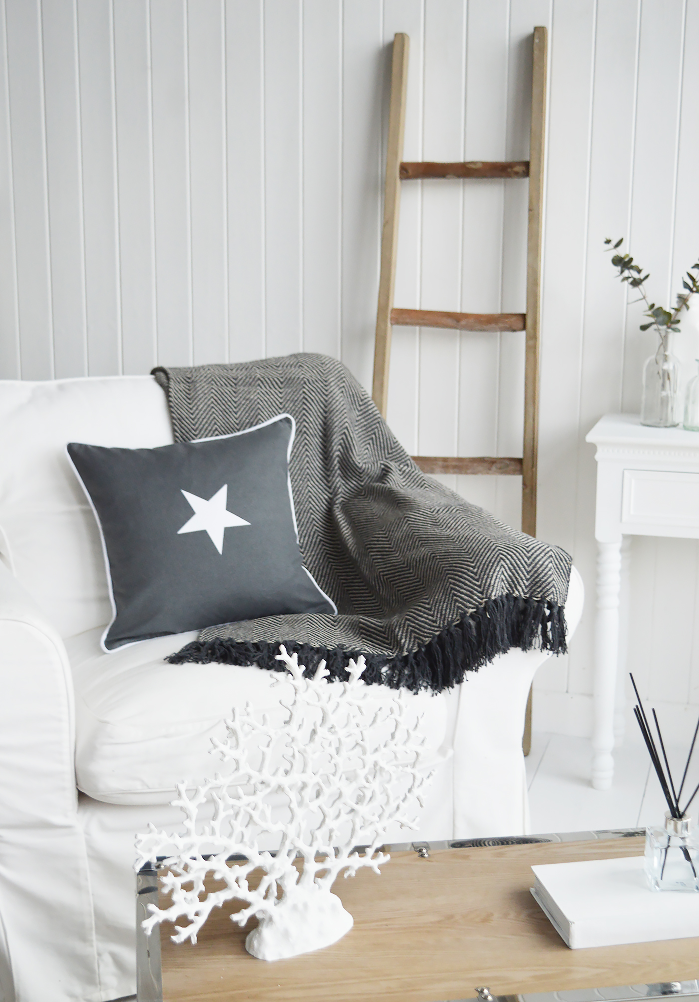 New England style cushions for home interiors - Grey Star Cushion