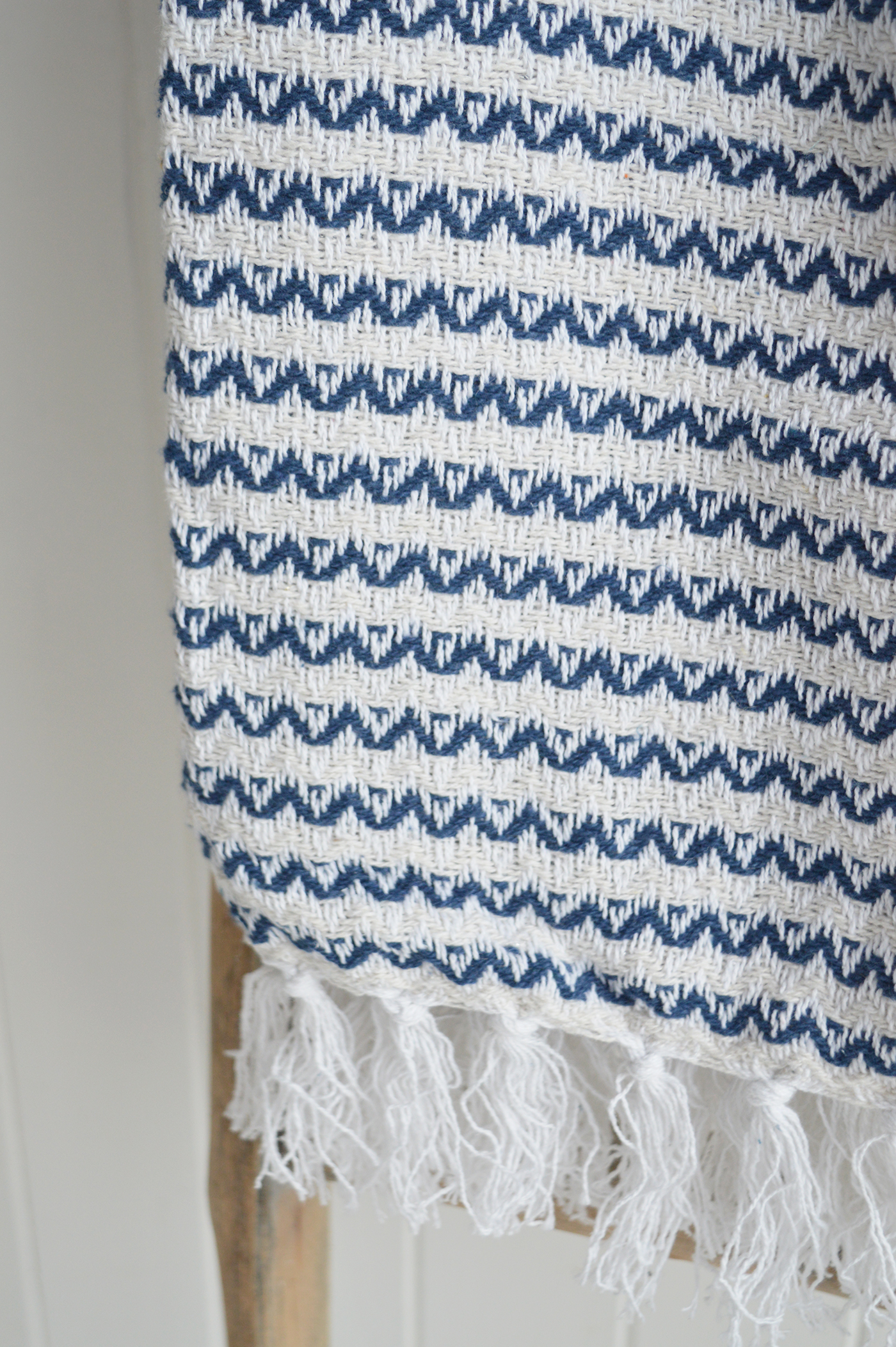 Hadley bluen and white Throw Blanket - New England, modern coastal and farmhouse style furniture and interiors