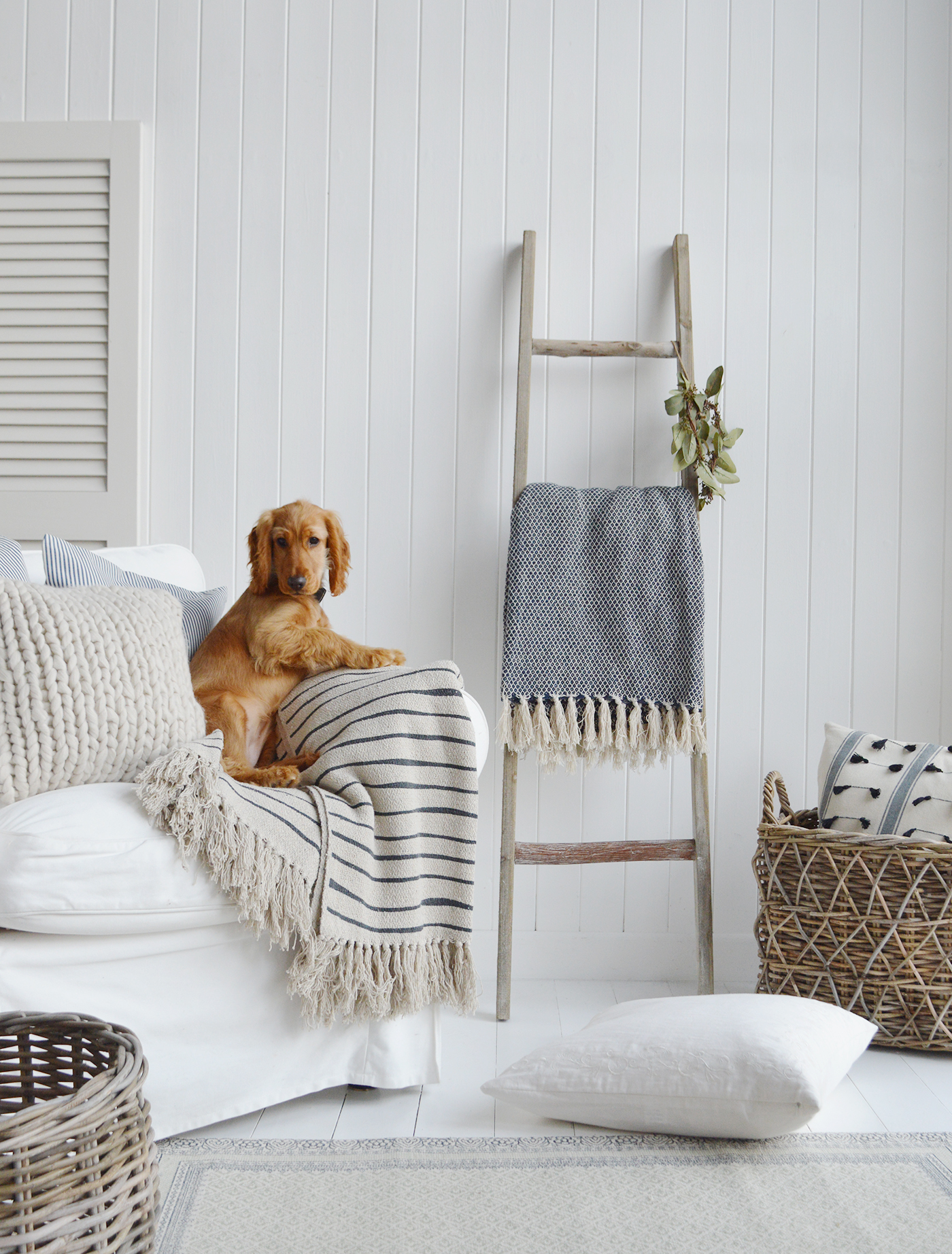 New England style coastal and modern country and farmhouse throws and blankets