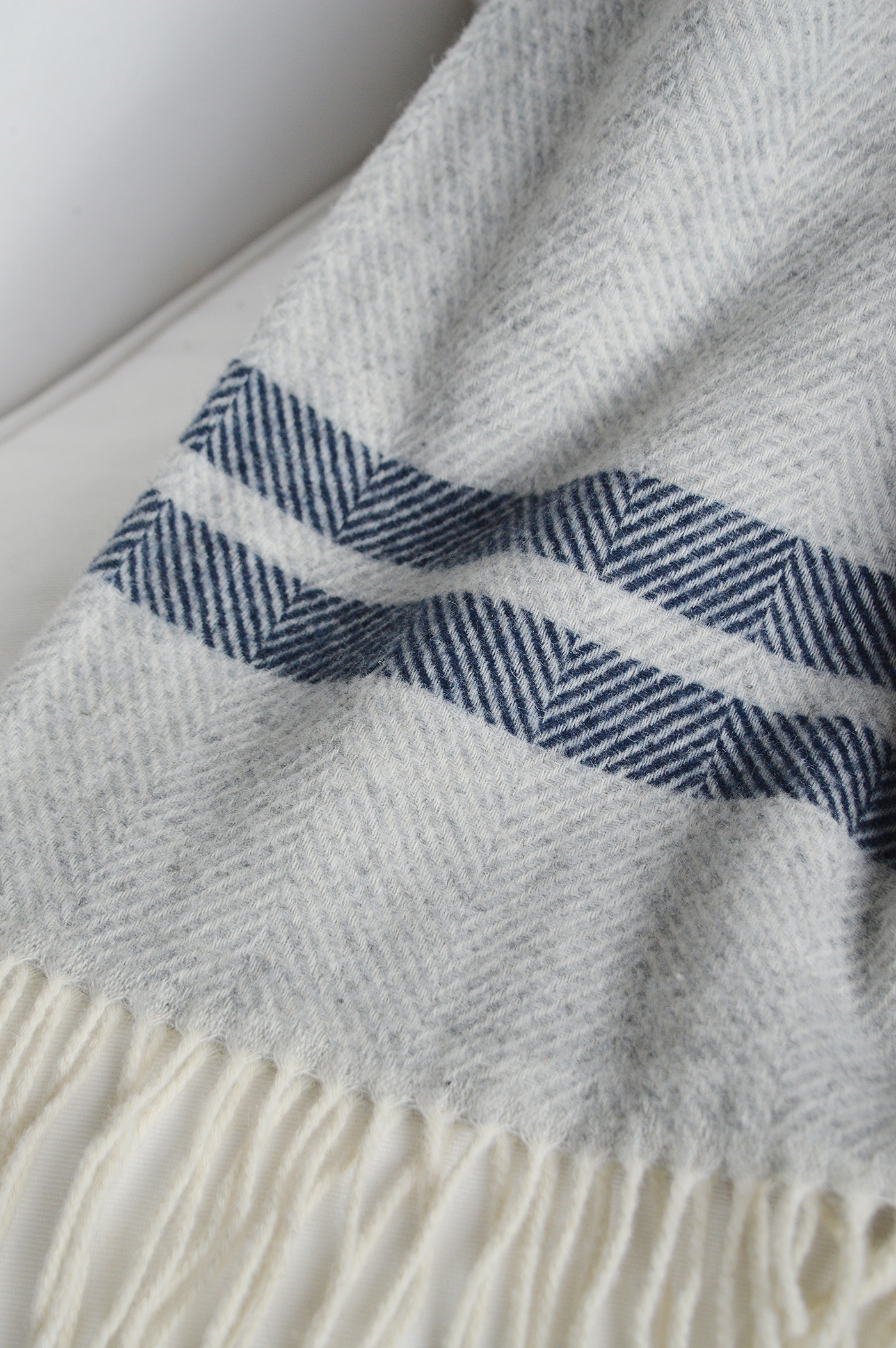 Sudbury blue and grey wool throws - New England Coastal Interiors and Furniture