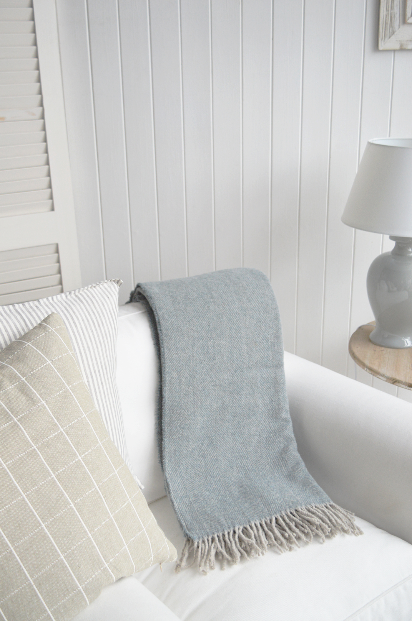 Sudbury blues wool throws - New England Coastal, Modern Farmhouse, Country Furniture and Interiors