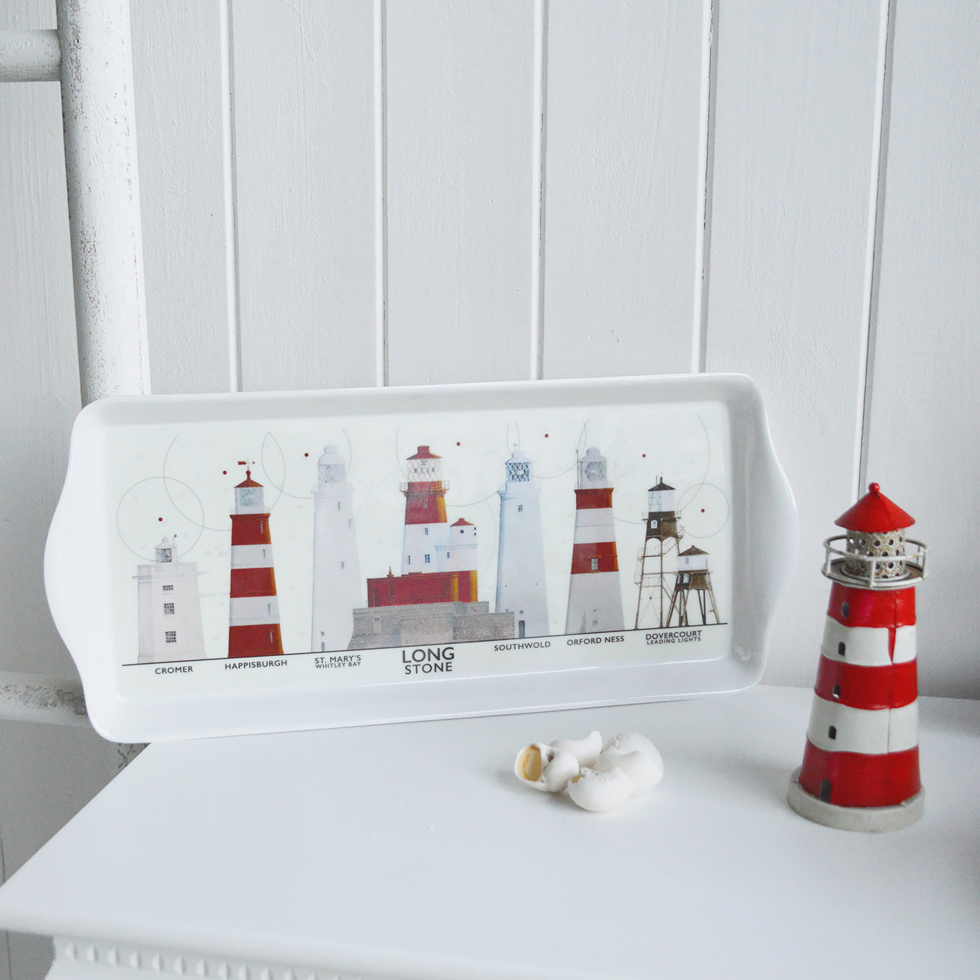 Lighthouse Sandwich Tray - Table Centre Piece for New England Style interiors for coastal, country and city home interiors from The White Lighthouse. autical Coastal Home Decor and Accessories