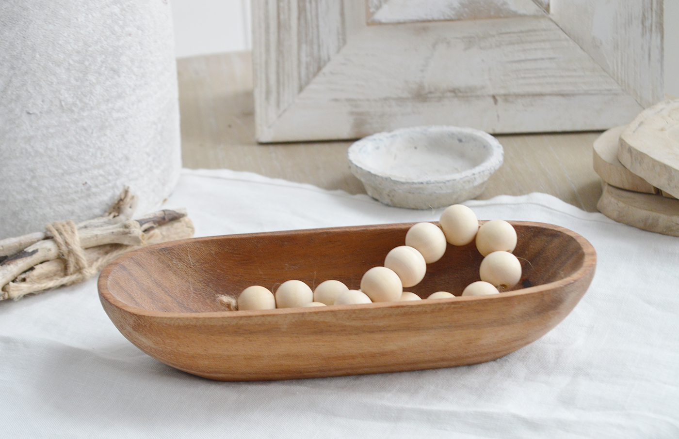 White Coastal Furniture and accessories for the home. Small deep Tisbury Tray for New England, farmhouse,  Country and coastal homes and interior decor