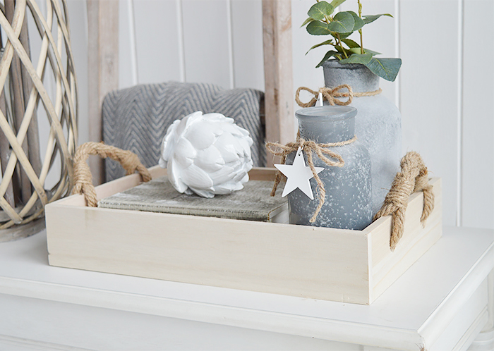 Berwick white washed Wooden Tray - Coffee Table Styling