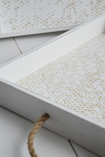 Close up of white trays