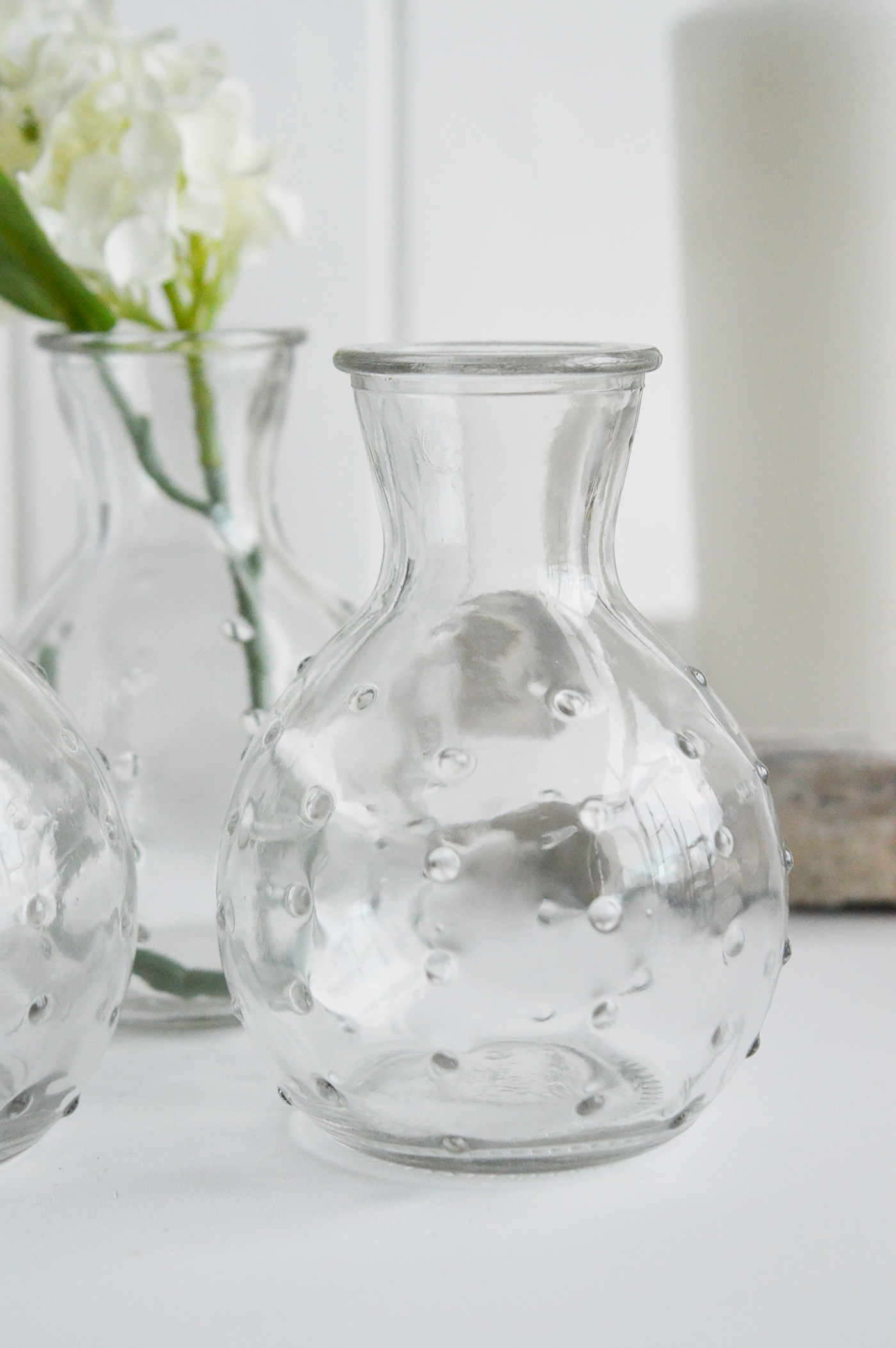 Dotty Ribbed Glass Bud Vase from The White Lighthouse coastal, New England and country furniture and home decor accessories UK