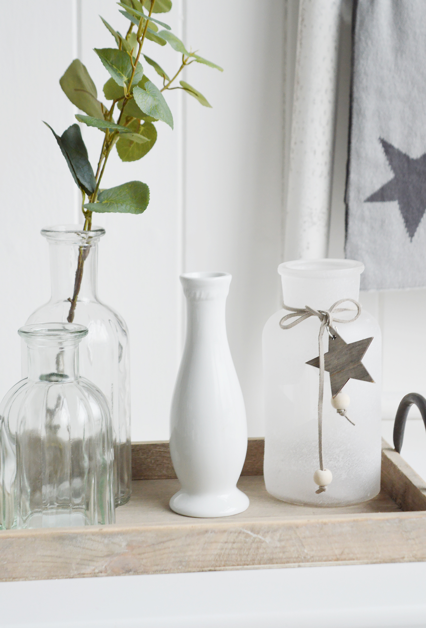 Madison white bud vase for New England white furniture and home decor