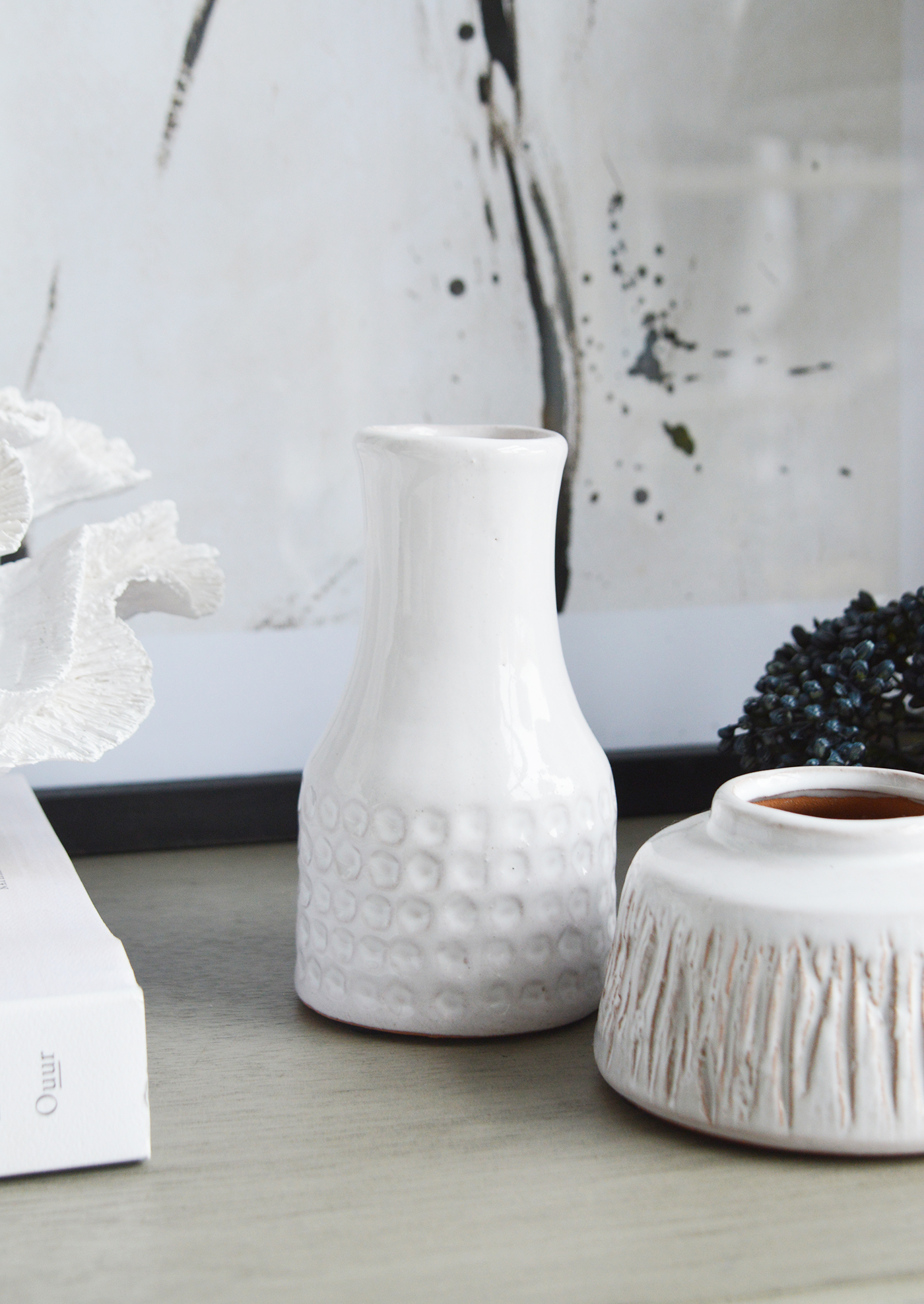 Harmony White Terracotta Vases - New England Coastal, Country and Farmhouse furniture and Interiors