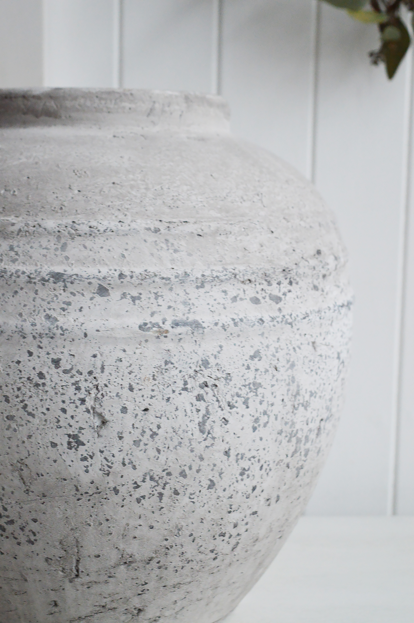 Brockton Large Round Grey Stone Vase from The White Lighthouse coastal, New England and country furniture and home decor accessories UK