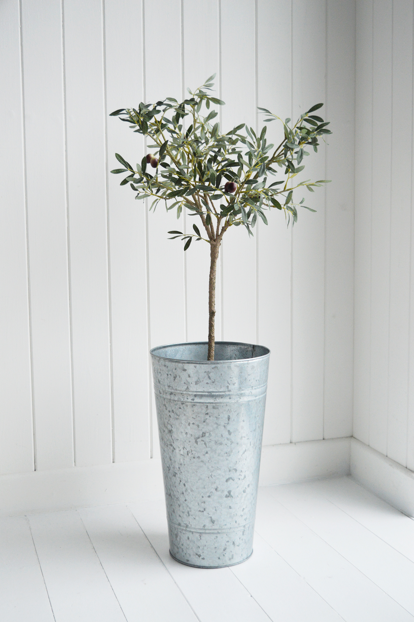 Norfolk Planter with the artificial Olive Tree from The White Lighthouse coastal, New England and country furniture and home decor accessories UK