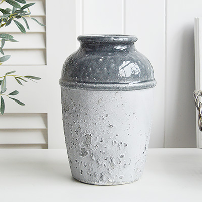 Oxford Grey Vase  from The White Lighthouse , New England style furniture and accessories for country, coastal, city and modern farm house