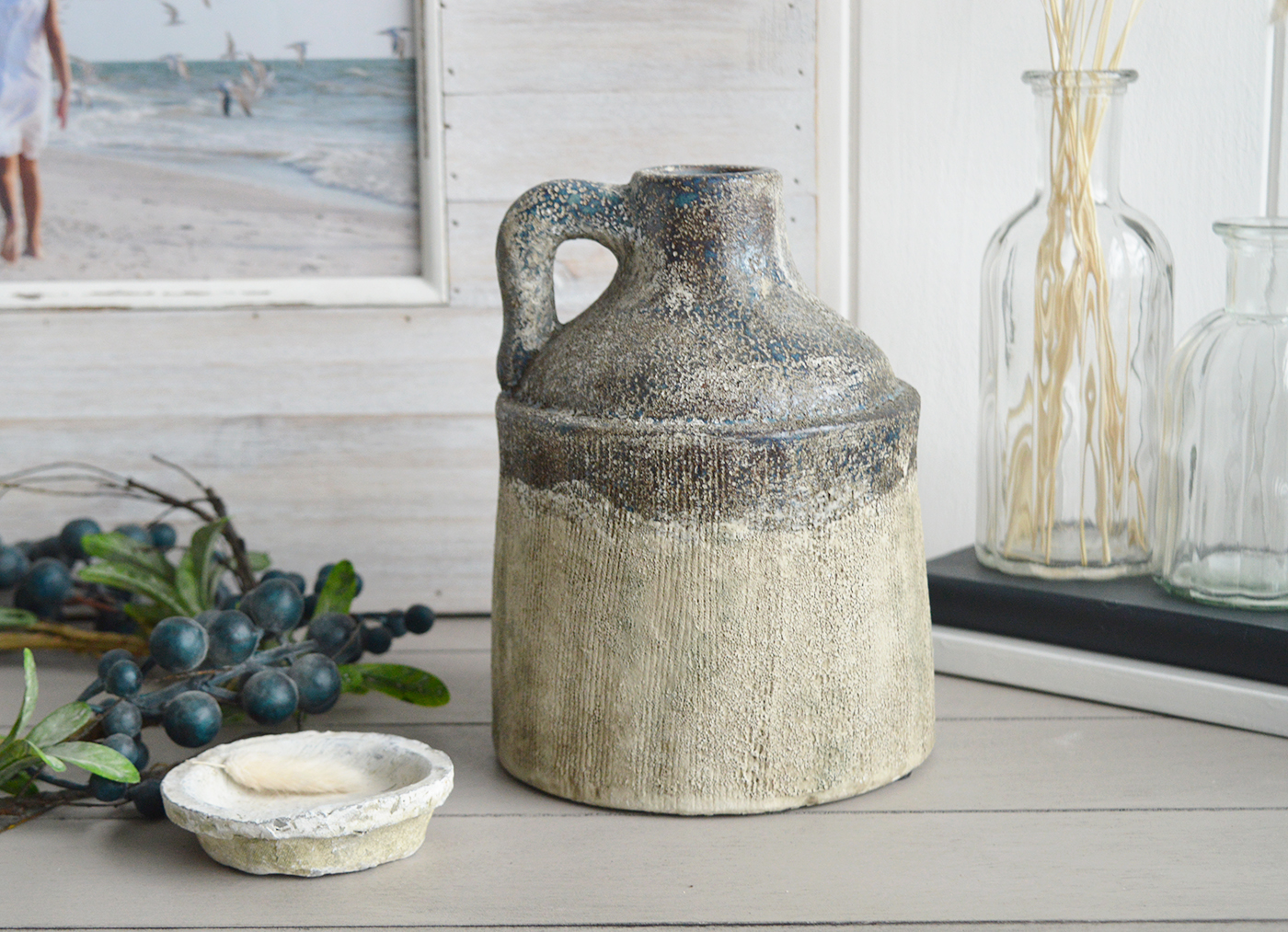 Vintage Style Ceramic Pitcher  / Vase from The White Lighthouse coastal, New England and country , farmhouse furniture and home decor accessories UK