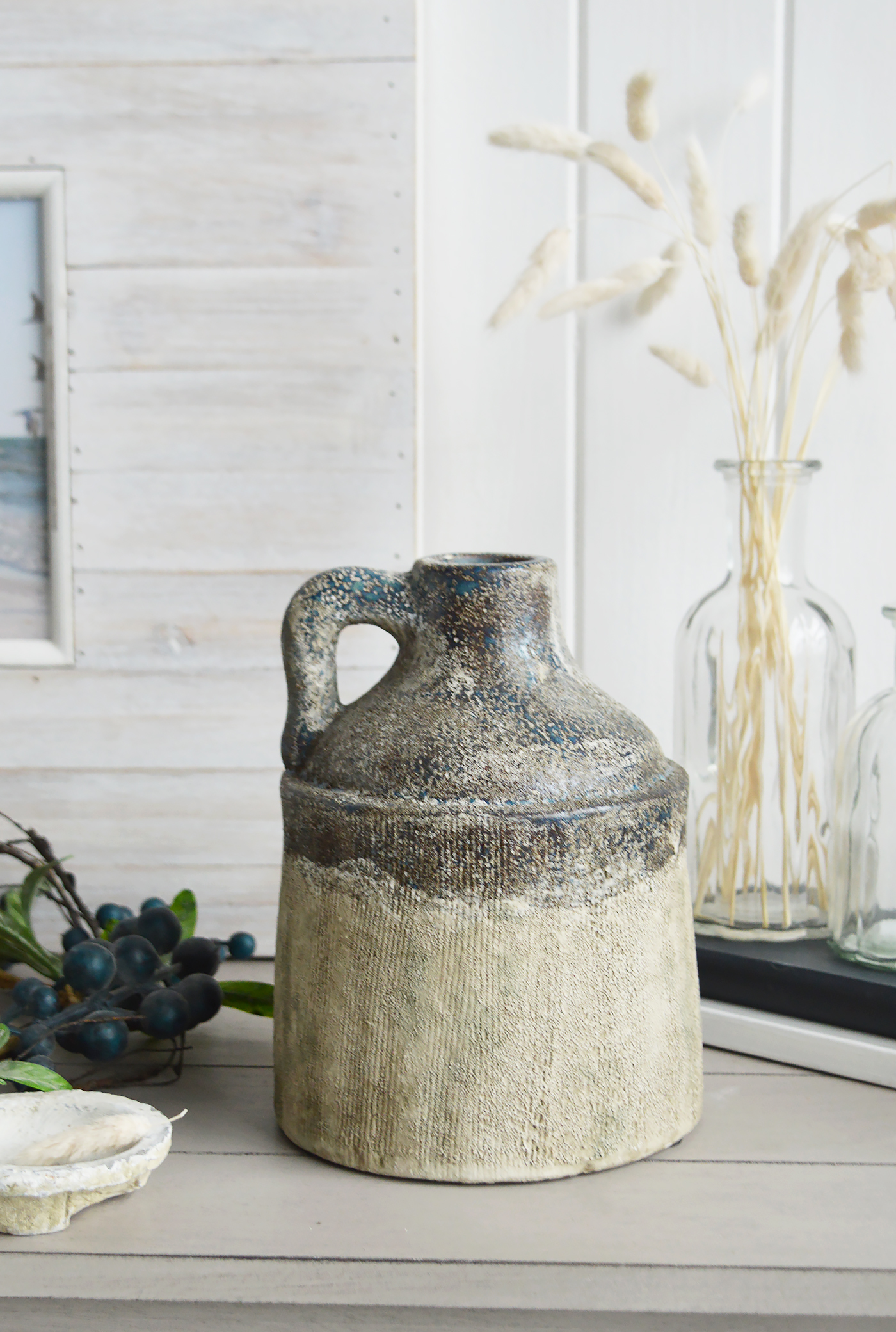 Vintage Style Ceramic Pitcher  / Vase from The White Lighthouse coastal, New England and country , farmhouse furniture and home decor accessories UK