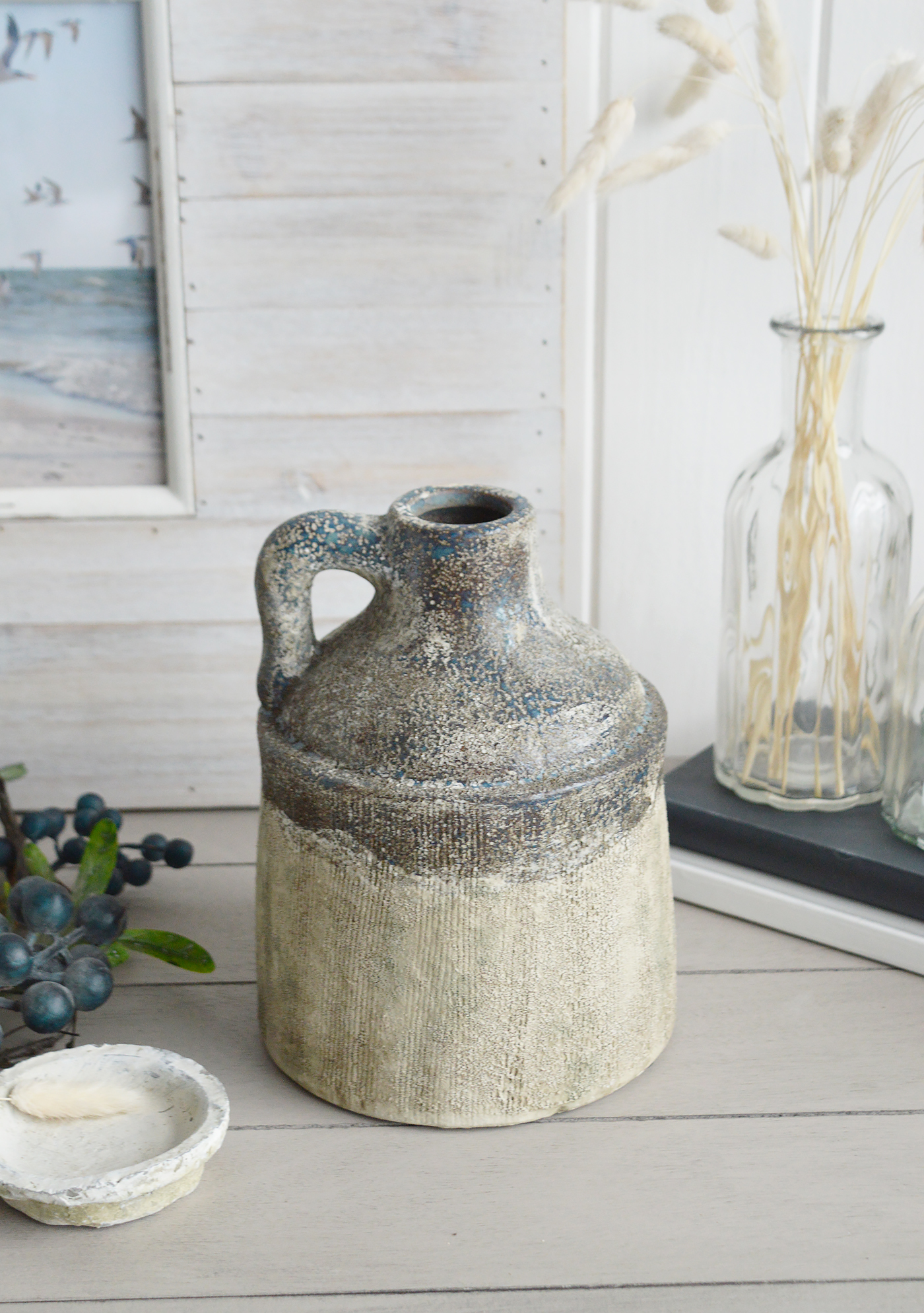 Vintage Style Ceramic Pitcher  / Vase from The White Lighthouse coastal, New England and country , farmhouse furniture and home decor accessories UK