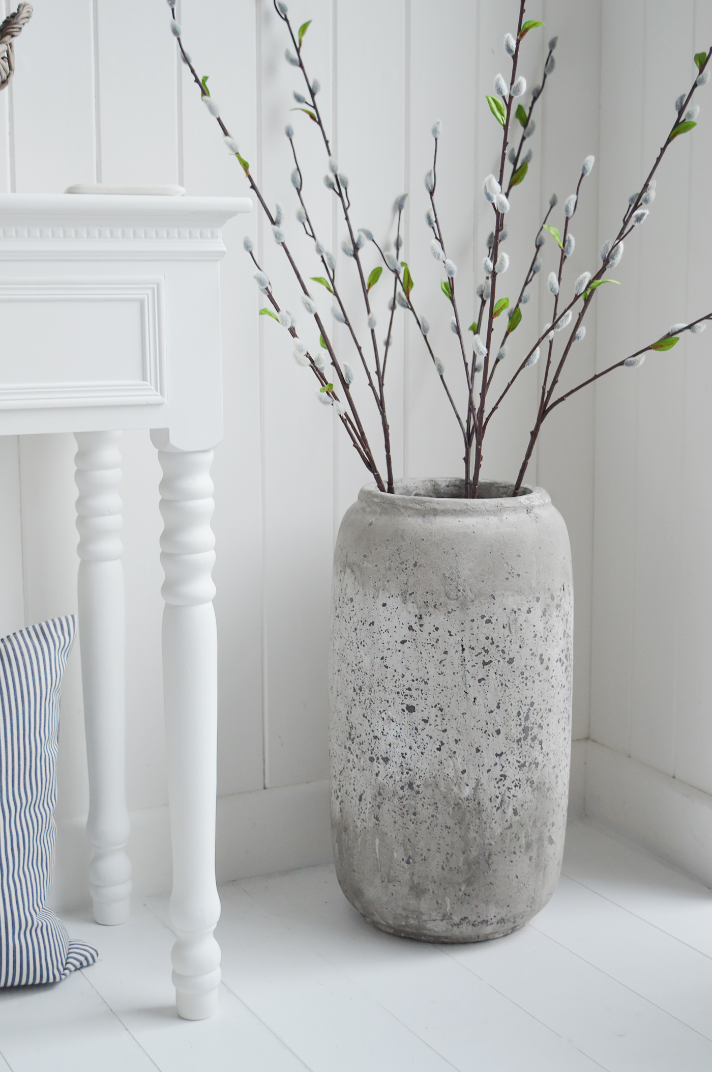 Brockton Large Grey Stone Vase - New England Country and Coastal Interior Design - The White Lighthouse Furniture UK