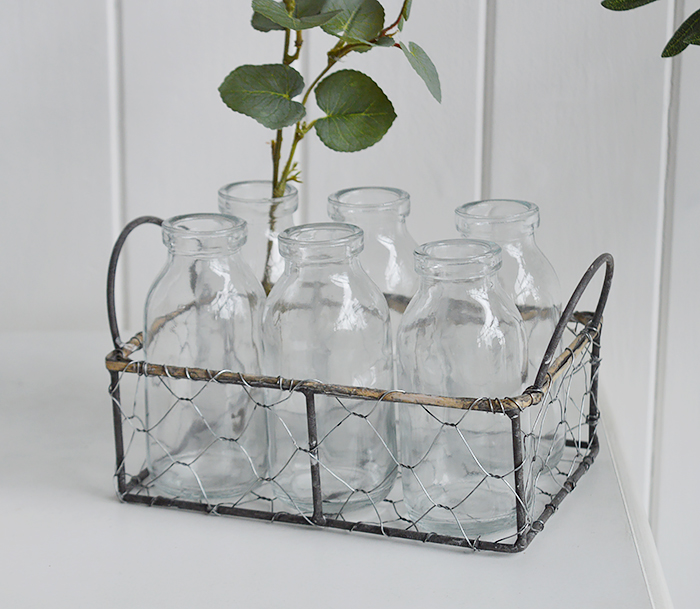 Newbury glass bud vases for New England homes and Interiors from The White LIghthouse furniture