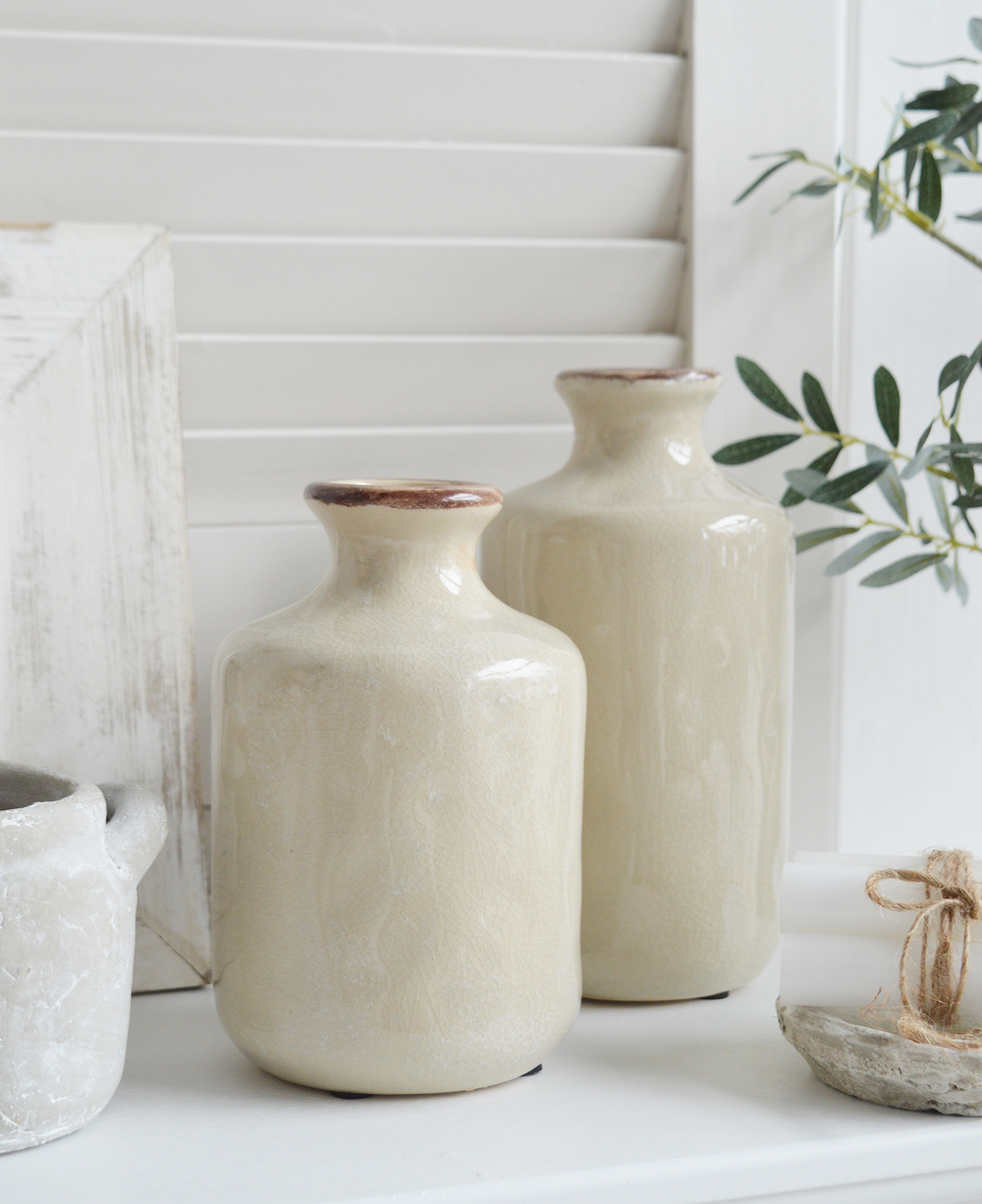 Fremont Vases - Natural coloured vase for styling New England, country and coastal homes and interiors 