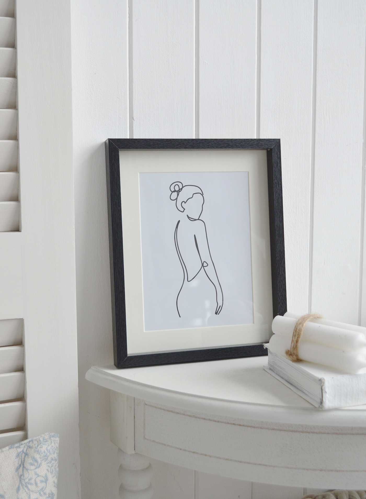 New England Wall Art Decor.  Lady Silhouette. Two differing prints in 2 sizes perfect for styling a console table in a modern farmhouse or Hamptons coastal styled home