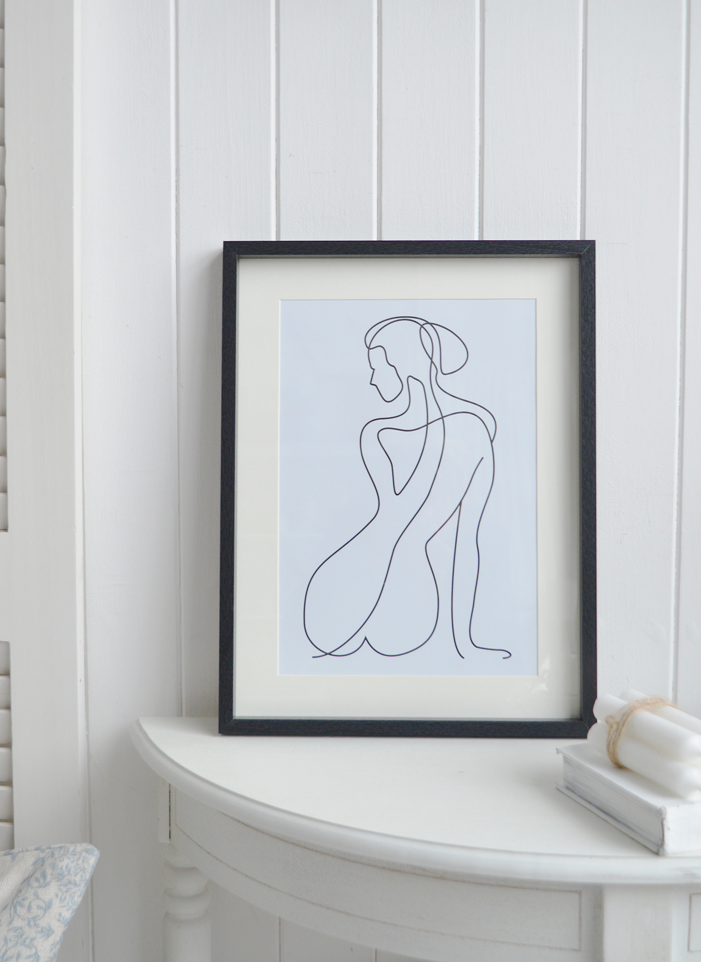 New England Wall Art Decor.  Lady Silhouette. Two differing prints in 2 sizes perfect for styling a console table in a modern farmhouse or Hamptons coastal styled home