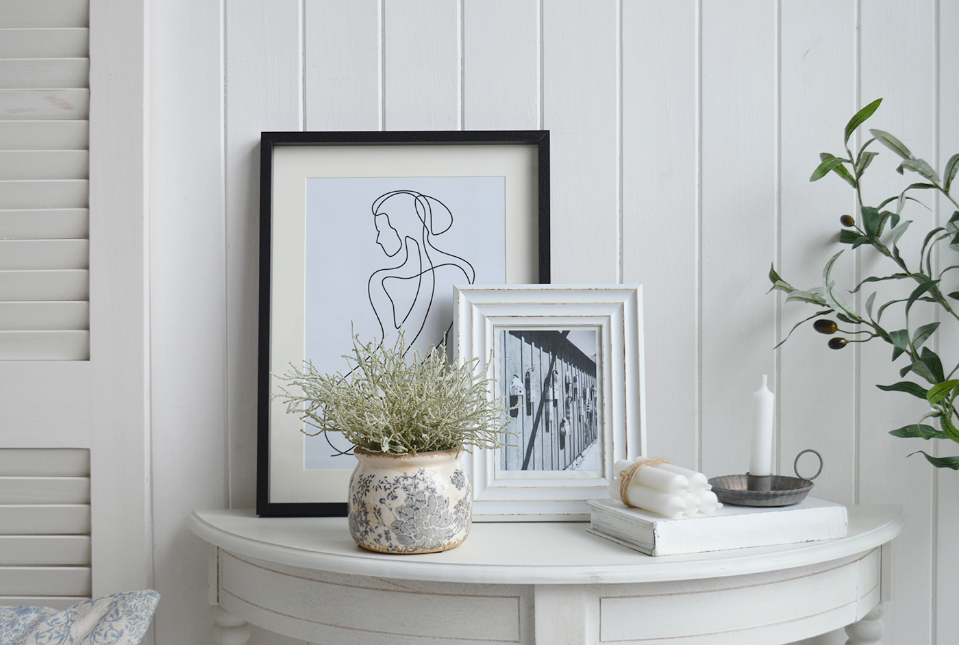 New England Wall Art Decor.  Lady Silhouette. Two differing prints in 2 sizes perfect for styling a console table in a modern farmhouse or Hamptons coastal styled home